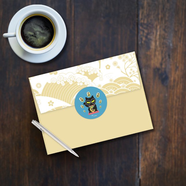 Sticker Rond Maneki Neko Lucky Poilue (Maneki Neko Lucky Poilue Classic Round Sticker)