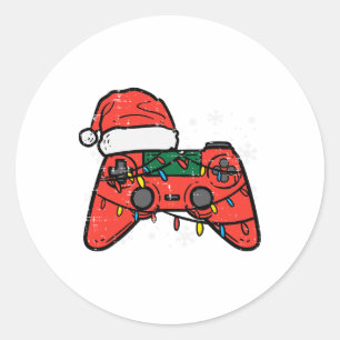 Sticker Rond Manette de jeu Noël pour garçons et enfants Xmas