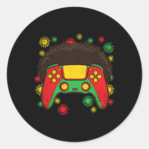 Sticker Rond Manette de jeu vidéo Afro Mois de l'histoire des N