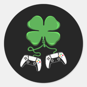 Sticker Rond Manette de jeu vidéo garçons joueurs irlandais St