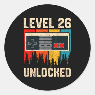 Sticker Rond Manette de jeu vidéo niveau 26 débloqué Anniversai