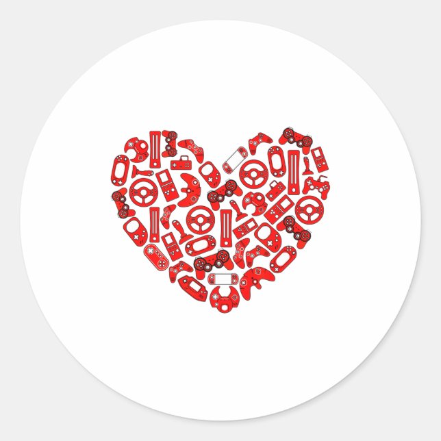 Sticker Rond Manette de jeu vidéo pour la Saint-Valentin pour g (Devant)