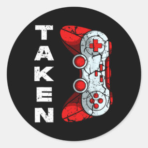 Sticker Rond Manette de jeu vidéo prise pour la Saint-Valentin