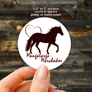 Sticker Rond Mangalarga Marchador Cheval Silhouette Coeur