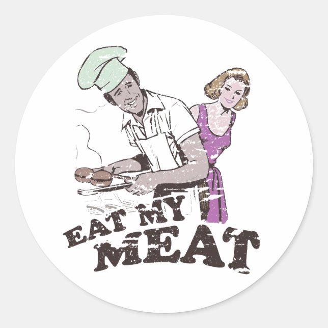 STICKER ROND MANGE MA VIANDE (Devant)