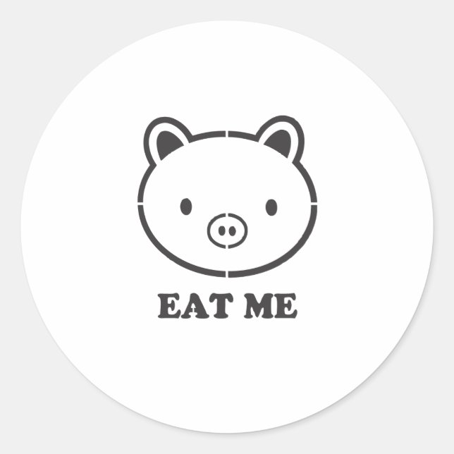 Sticker Rond Mange-moi du porc (Devant)