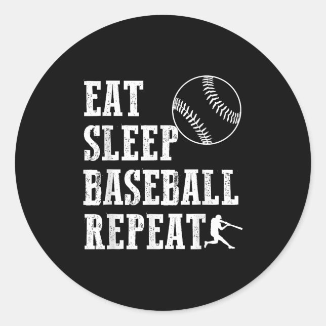 Sticker Rond Manger Baseball Sleep Répéter Batter Life Srts Hus (Devant)