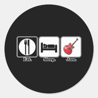 Sticker Rond manger de la confiture de sommeil guitare