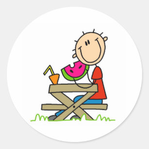 Sticker Rond Manger de la pastèque