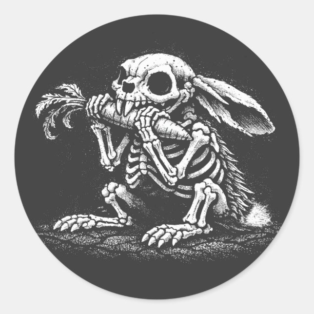 Sticker Rond Manger des légumes – Lapin mort par BurnsInHell (Devant)