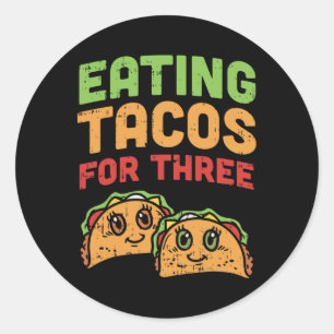 Sticker Rond Manger Des Tacos Pour Trois Jumeaux De Grossesse C