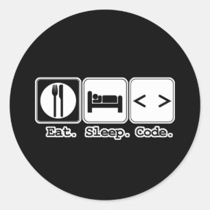 Sticker Rond manger dormir coder