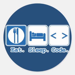 Sticker Rond manger dormir coder (html)