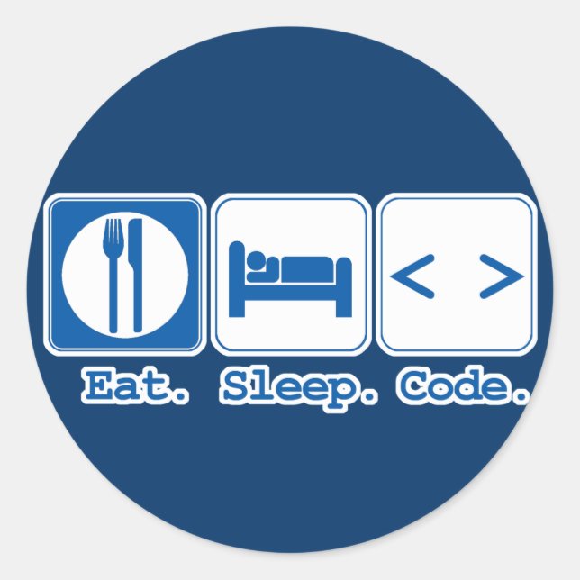 Sticker Rond manger dormir coder (html) (Devant)