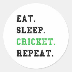 Sticker Rond Manger Dormir Cricket Répéter Graphique Drôle Pour