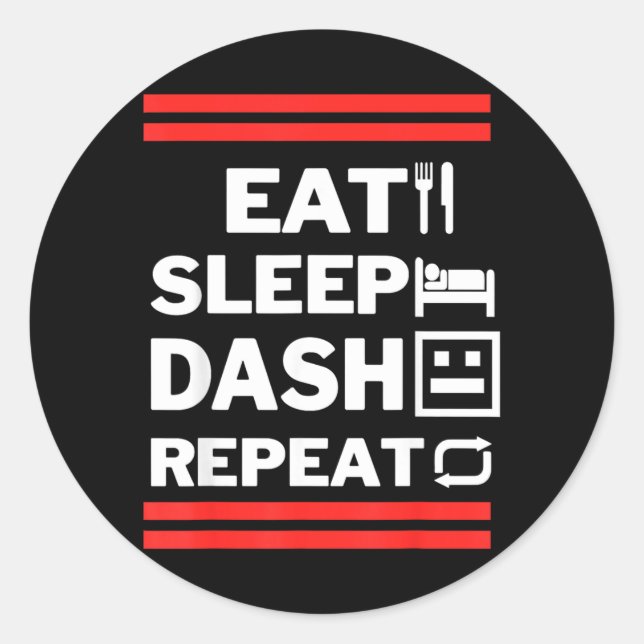 Sticker Rond Manger Dormir Dash Répéter Jeu Vidéo (Devant)