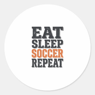 Sticker Rond Manger Dormir Football Répéter Chemise Vintage Typ