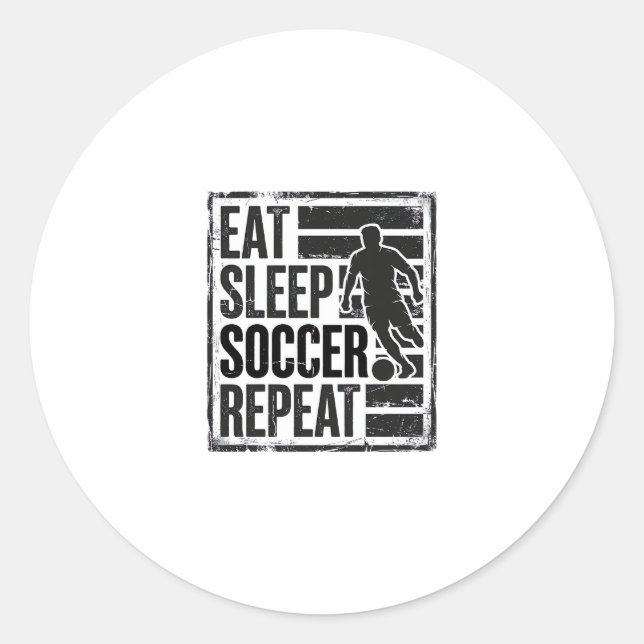 Sticker Rond Manger Dormir Football Répéter Conception de Chemi (Devant)