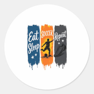 Sticker Rond Manger Dormir Football Répéter Conception de Maill