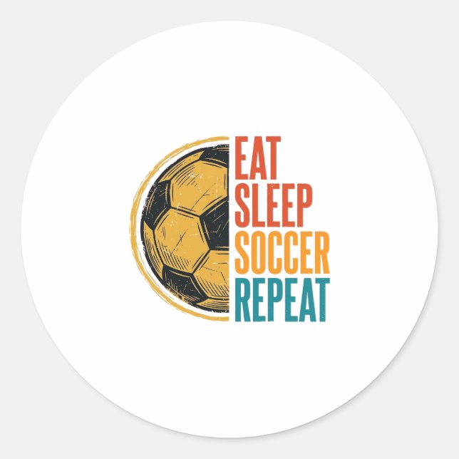 Sticker Rond Manger Dormir Football Répéter Conception de Maill (Devant)