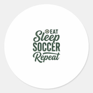 Sticker Rond Manger Dormir Football Répéter Conception de T-shi