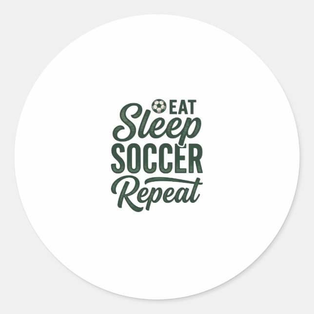 Sticker Rond Manger Dormir Football Répéter Conception de T-shi (Devant)