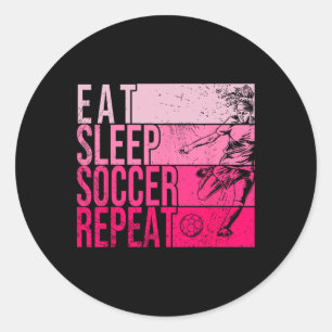 Sticker Rond Manger Dormir Football Répéter Drôle Footller Terr