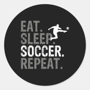 Sticker Rond Manger Dormir Football Répéter - Graphique de Foot
