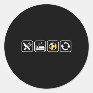 Sticker Rond Manger Dormir Football Répéter Vetements Amusants 