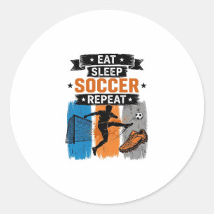 Sticker Rond Manger Dormir Football Répéter Vintage Maillot de 