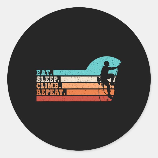 Sticker Rond Manger Dormir Grimper Répéter Drôle Escalade Grimp (Devant)