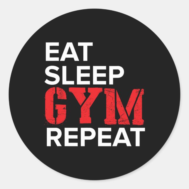 Sticker Rond Manger Dormir Gym Répéter  (Devant)