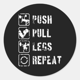 Sticker Rond Manger Dormir Gym Répéter Bodybuilding Hommes Gym
