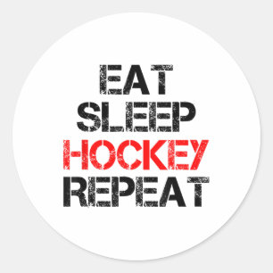 Sticker Rond Manger Dormir Hockey Répéter Patinoire Canada