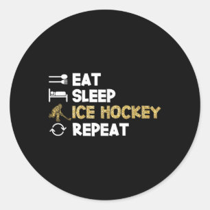Sticker Rond Manger Dormir Hockey sur Glace Répéter