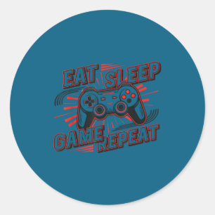 Sticker Rond Manger Dormir Jeu Répéter Drôle