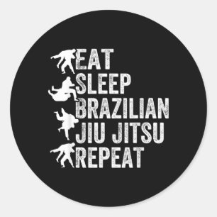 Sticker Rond Manger Dormir Jiu Jitsu Brésilien Répéter - Brésil