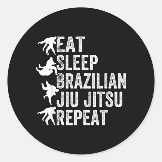 Sticker Rond Manger Dormir Jiu Jitsu Brésilien Répéter - Brésil (Devant)
