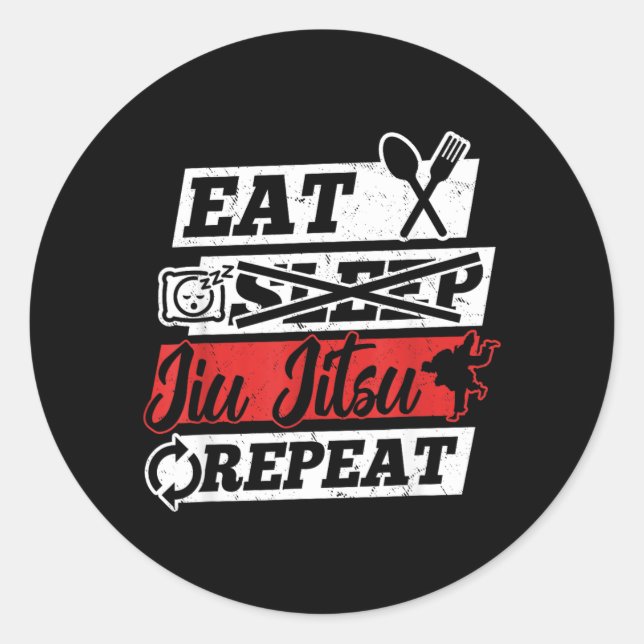 Sticker Rond Manger Dormir Jiu Jitsu Brésilien Répéter - Brésil (Devant)