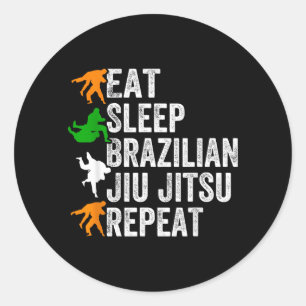 Sticker Rond Manger Dormir Jiu Jitsu Brésilien Répéter - Jiu Ji
