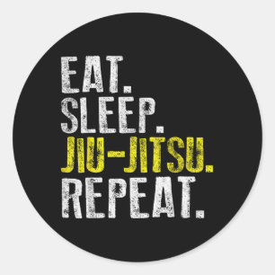 Sticker Rond Manger Dormir Jiu Jitsu Répéter Drôle Brésilien BJ