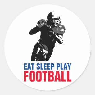 Sticker Rond Manger Dormir Jouer Football Noir & Blanc Pop Art