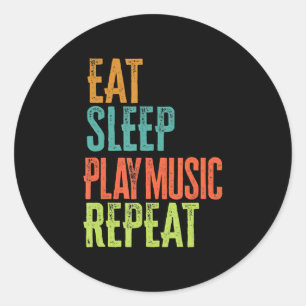 Sticker Rond Manger Dormir Jouer Musique Répéter Danse Hip hop