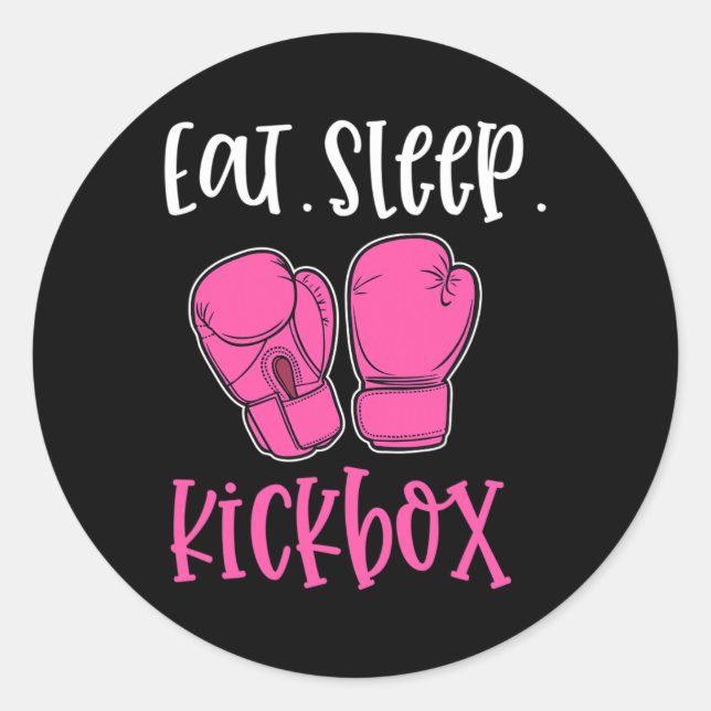 Sticker Rond Manger Dormir Kickbox Rose Citation Citation Kickb (Devant)