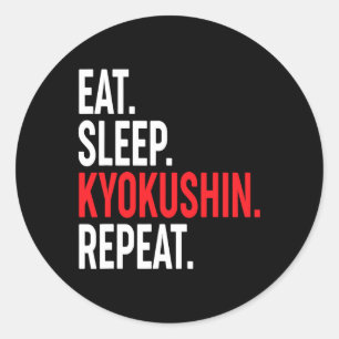 Sticker Rond Manger Dormir Kyokushin Répéter Karaté Japonais Ku