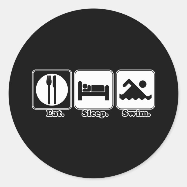Sticker Rond manger dormir nager (Devant)