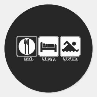 Sticker Rond manger dormir nager