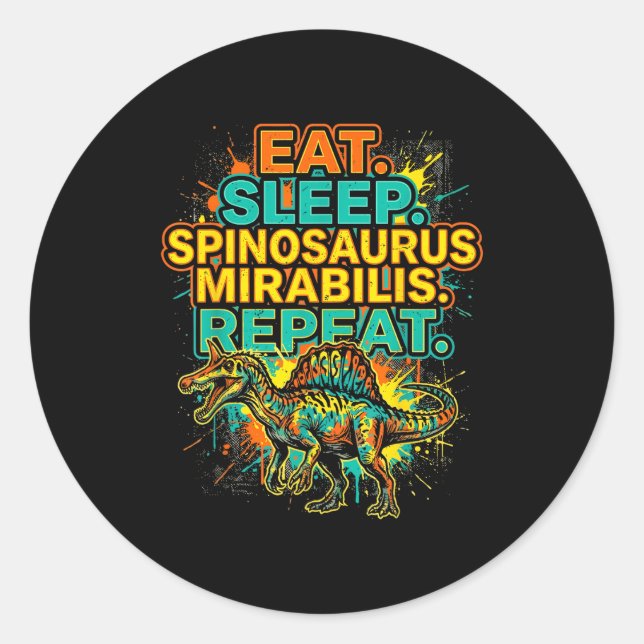 Sticker Rond Manger dormir spinosaurus mirabilis répéter éclabo (Devant)