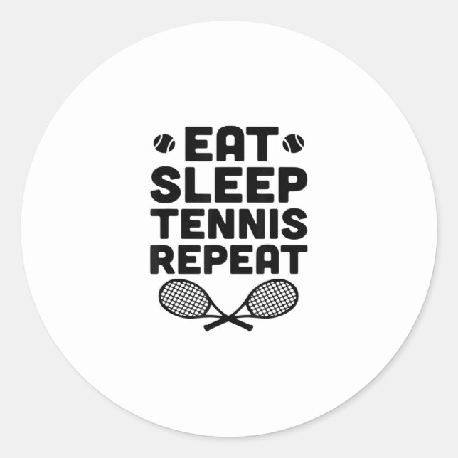 Sticker Rond manger dormir tennis répéter (Devant)
