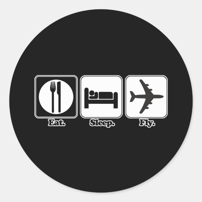 Sticker Rond manger dormir voler (Devant)